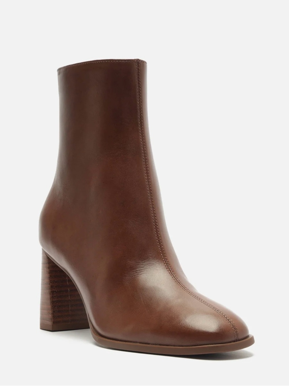 Arezzo Women’s Regina Mid Block Leather Boot Brown Booties Sz 5.5 - NWT
